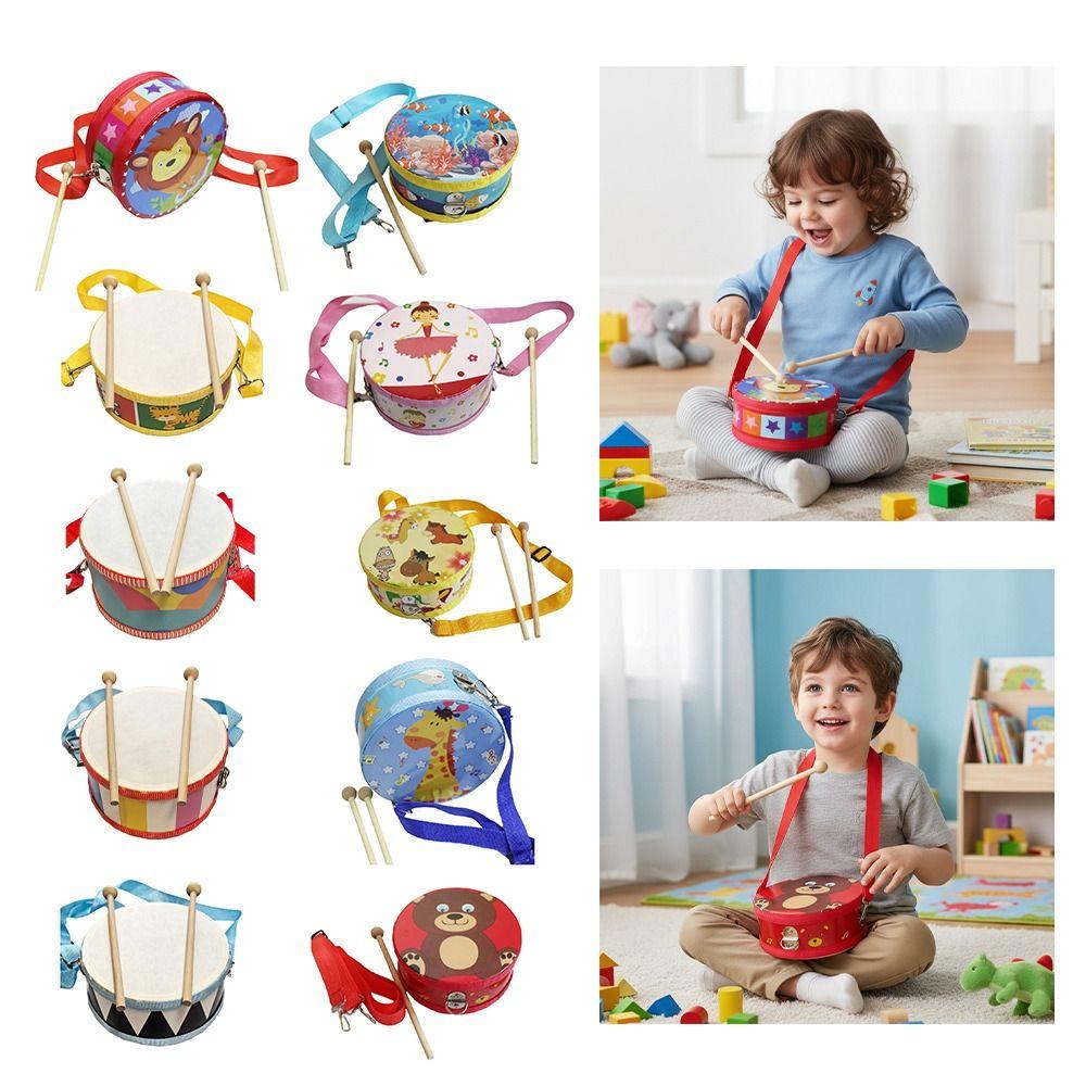 Double Sided Children's Drum Toy Wooden Material Musical Instrument Drum  Rhythm Development