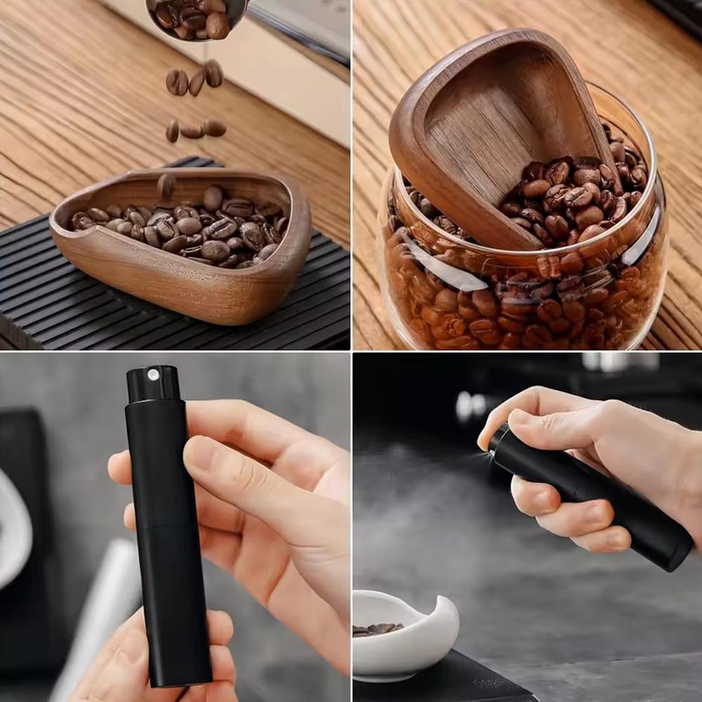 Coffee Beans Dose Trays Coffee Bean Dosing Cup and Light Spray Bottle Barista Coffee Beans Measuring Tray Set Espresso Tool