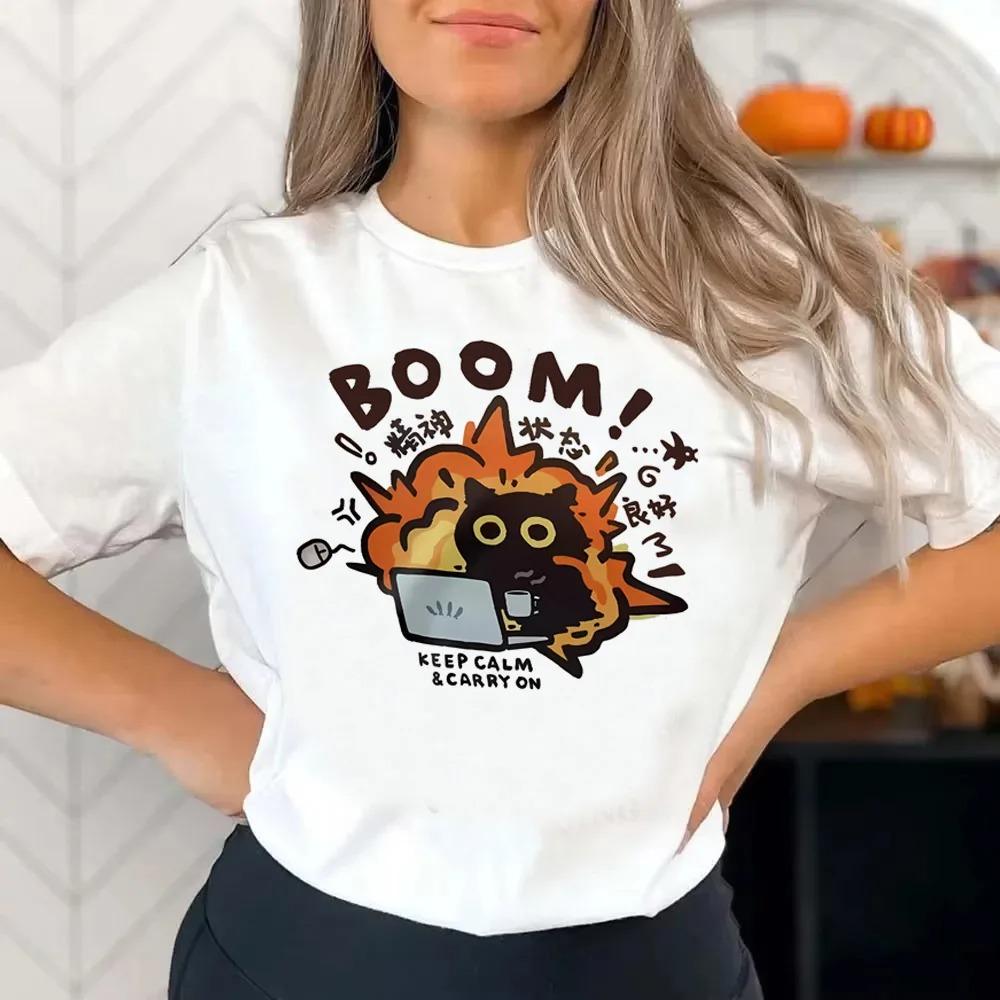 What Cat Ice Is Funny Fun Cat T Shirt Summer Pure Loose Gray Short Sleeved T-shirt Men Women Tees Couple Tops