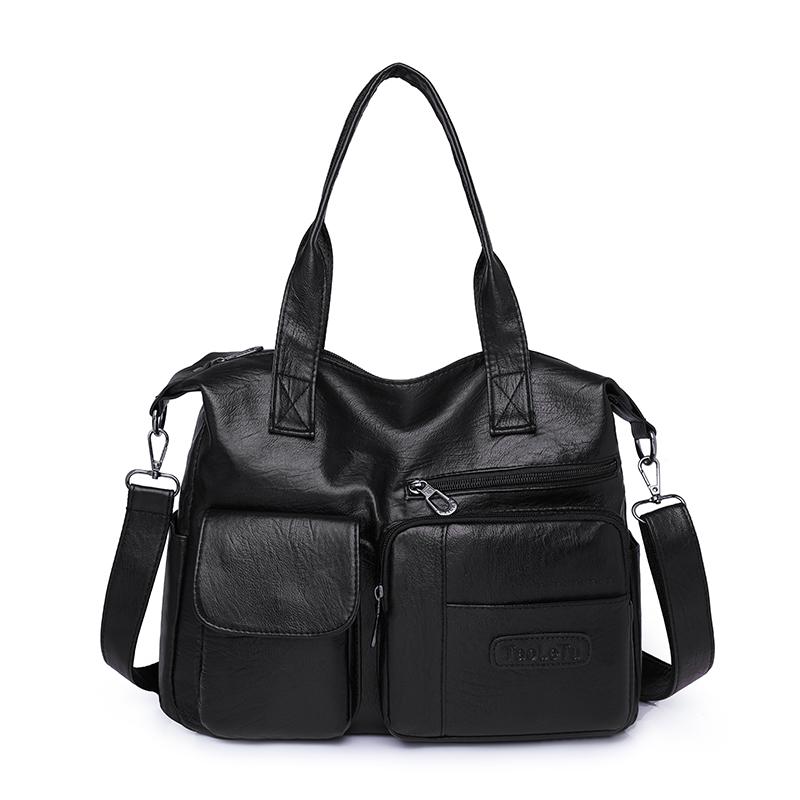 Fashionable Women's Handbag with Large Capacity Solid Color Soft PU Leather Material Retro Shoulder Bag  Crossbody Bag
