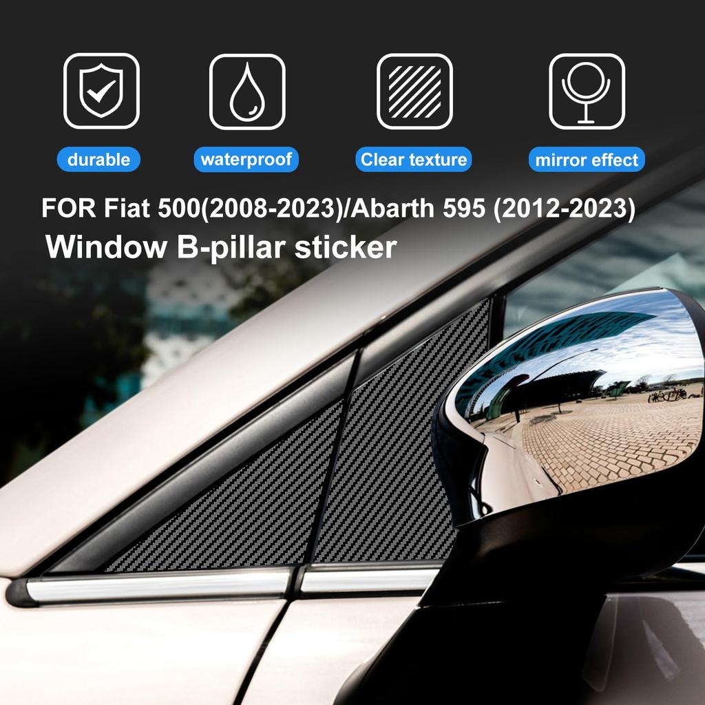 KUNGKIC Fiat 500 Abarth 595 Dedicated Genuine Side Visor Protective Cover Pillar Garnish Prevents Scratches and Stylish Exterior 6 Pieces Fiber / -