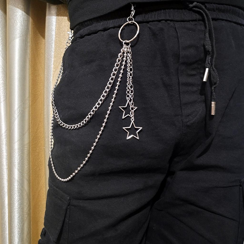 Fashion Street Shot Multi-layer Metal Ring Lock Waist Chain Women's JK with Skirt Shorts Trouser Chain