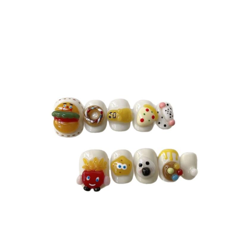 Short Square Press-On Nails With Hand-Painted Cute Cat Eye Design Sweet Ins Style Nail Art Women