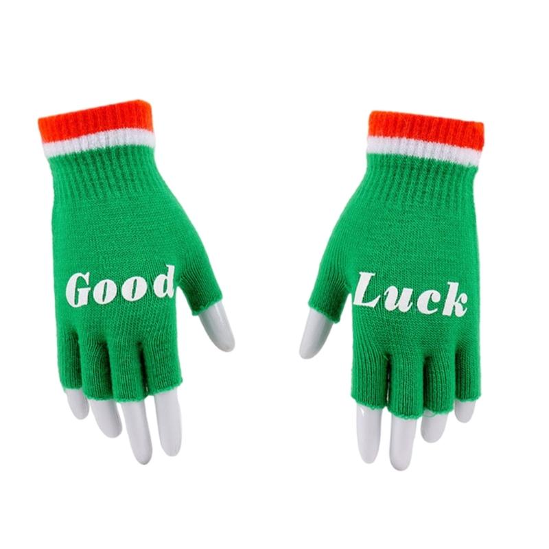

Christmas Knitted Gloves Green Warm Hand Covering for Teenagers and Students Winter Outdoor Thermal Accessories 1