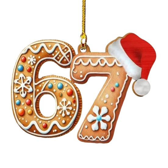 67 Funny Christmas Ornaments 2025 Handmade Santa Ornament Six Seven Meme Decoration Rearview Mirror Holiday Gift Decor