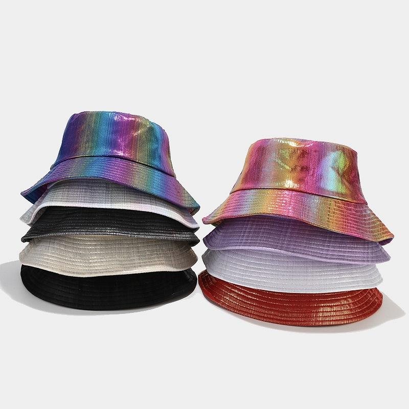 New European and American laser colorful bucket hat women's fashion versatile Internet celebrity basin hat men's casual sun hat