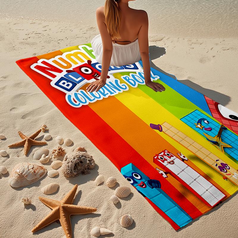 Number-Blocks Abenteuer Strandtuch, Superweiche Mikrofaser, Geschenk für Sie/Ihn, Geburtstag, für Pool, Strand, Reisen, Heimdeko Fan-Geschenke