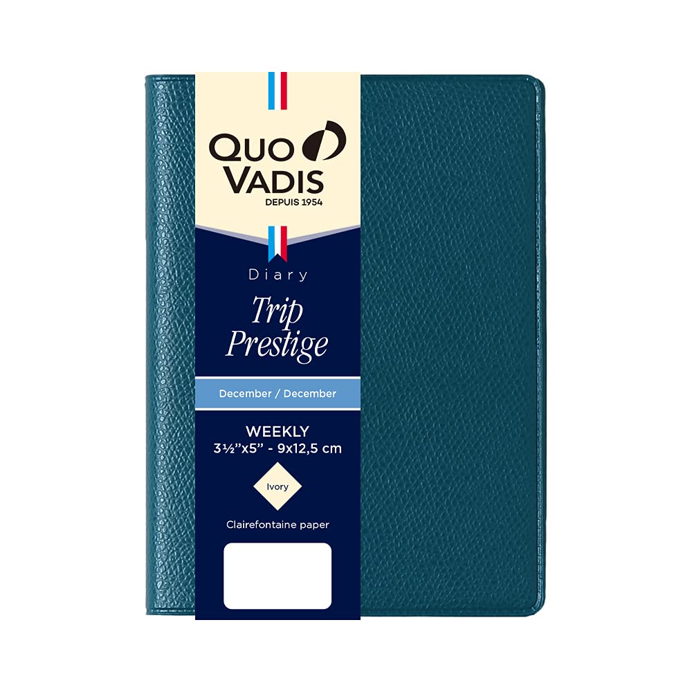 

QUOVADIS 2026 Trip Prestige Unpara Weekly Vertical Diary December 2025 Start B7 Variant 9x12.5cm French Edition blue plasse qv92201bp