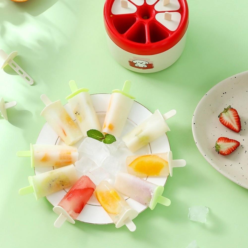 8 Grids Ice Cream Molds Non-Stick Maker Ice Pop Trays Cute Ice Storage Boxes  Homemade Ice Cream