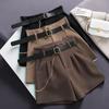 Damen Sommer Anzug Shorts mit Gürtel Koreanische Version Schlank Hohe Taille Lässig A-Linie Weiter Bein Hosen