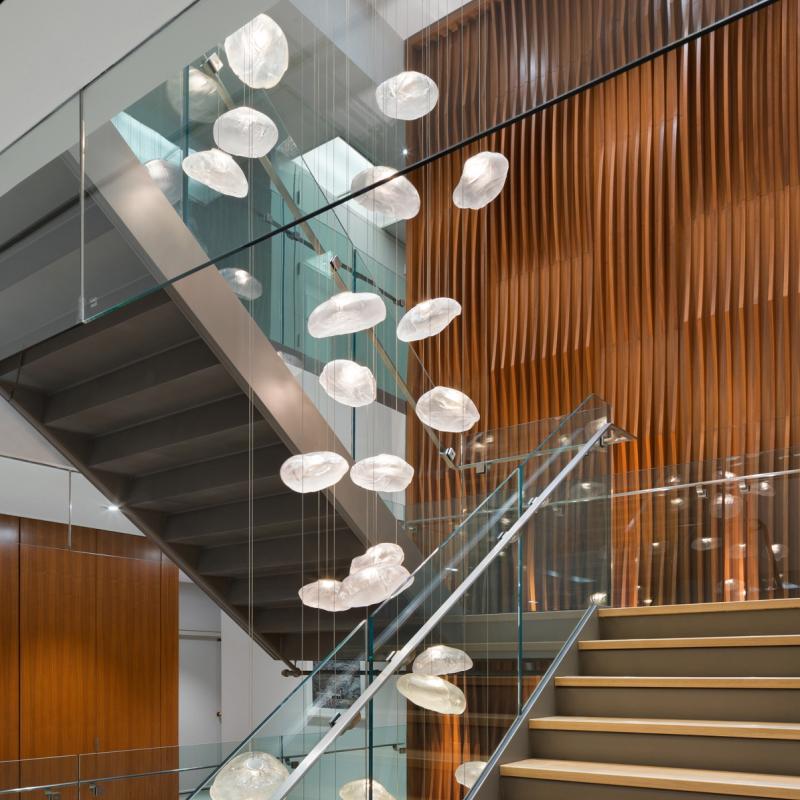 Postmodern Light Luxury Creative Hotel Restaurant Bar Counter Duplex Staircase Decorative Glass Chandelier