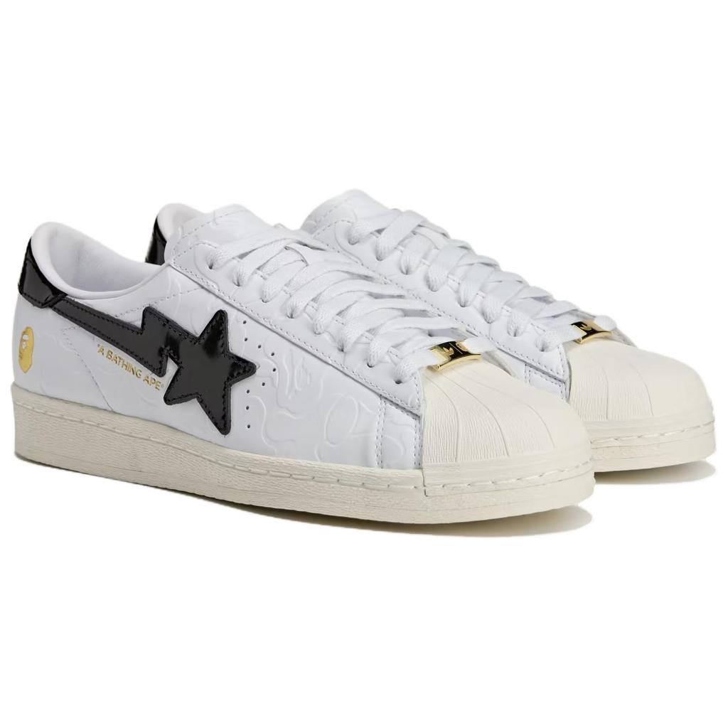 BAPE x adidas Superstar Blanc Vintage Noir Baskets Unisexe Blanc Nuage Noir Principal Blanc Cassé JR2701