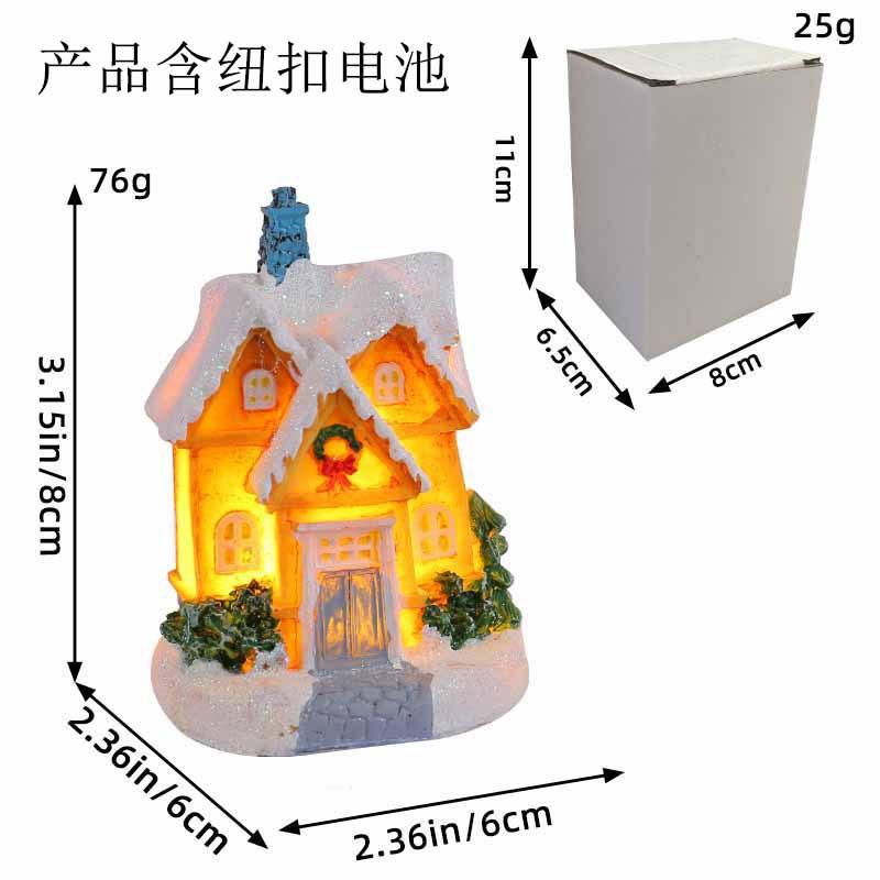 Jingchen new Christmas decorations resin hut colorful luminous house tabletop ornament