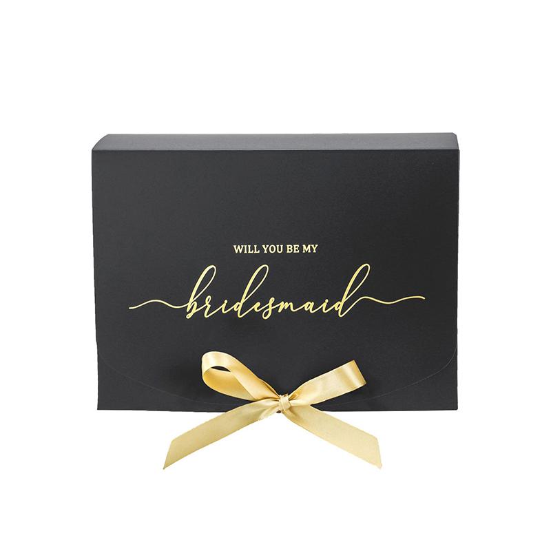 

WTEMPO Wedding Party Ribbon Bow Bridesmaid Proposal Boxes DIY Foldable Paper Bridesmaid Boxes Set Maid Matron of Honor Proposal Boxes 10pcs