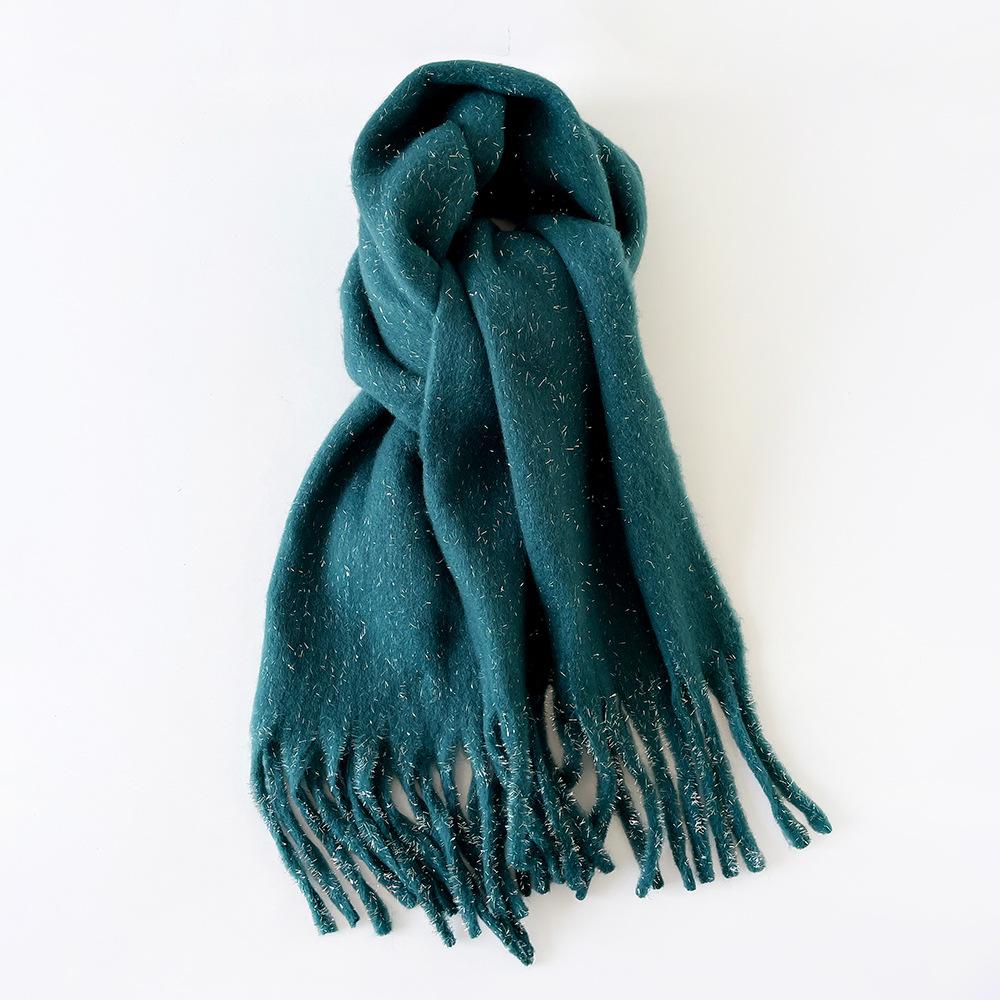 Thickened warm simple solid color mohair scarf large shawl women's plain scarf