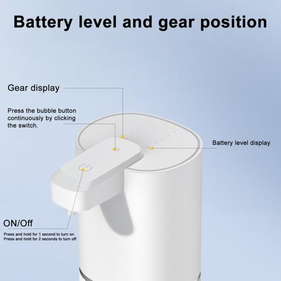 Touchless Automatic Soap Dispenser USB Rechargeable IPX5 Waterproof 4-Level Adjustable Dispensing 380ml Capacity Soap Dispenser