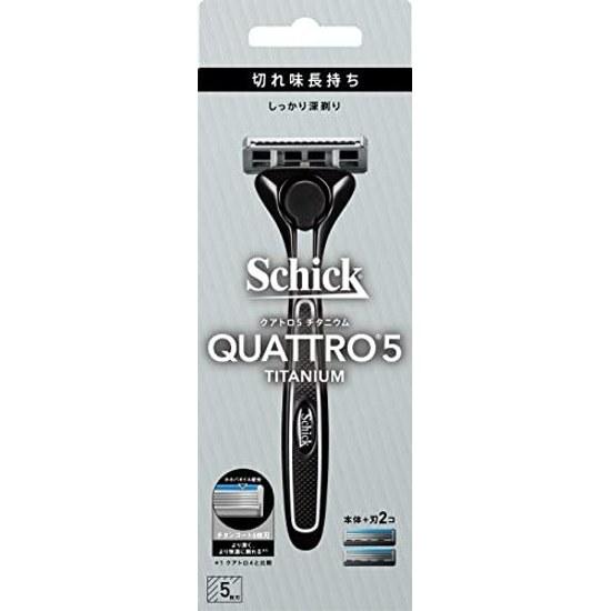 Schick Quattro 5 Titanium 5-Blade Holder (with Blade + 1 Replacement Blade) Razor