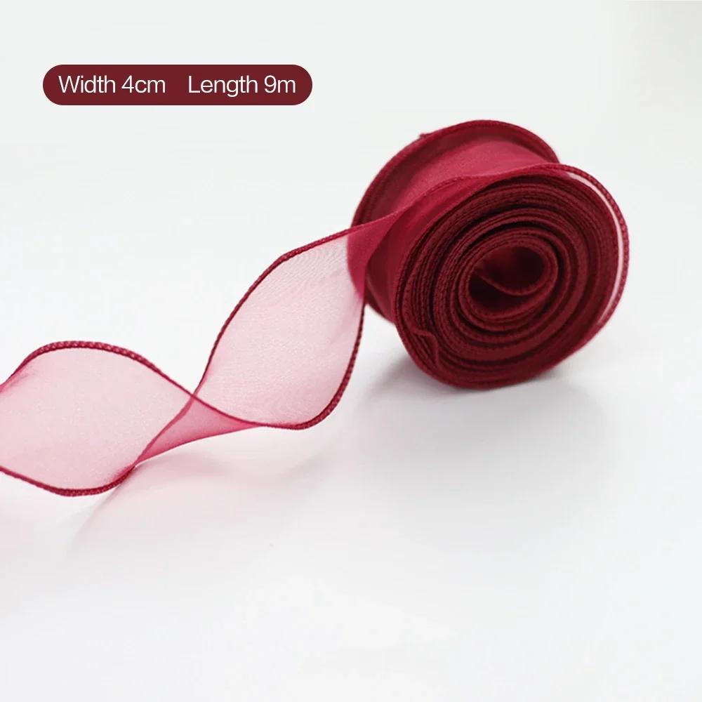 10Yards/Roll Sheer Chiffon Ribbon Organza Satin Ribbons For Gift Wrapping Decoration Wedding Bouquets Wreath Sewing Supplies