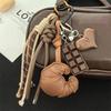 Hand-Woven Ladies Horn Bag Pendant Anti-Lost Pu Leather Bread Keychain  Children Girl