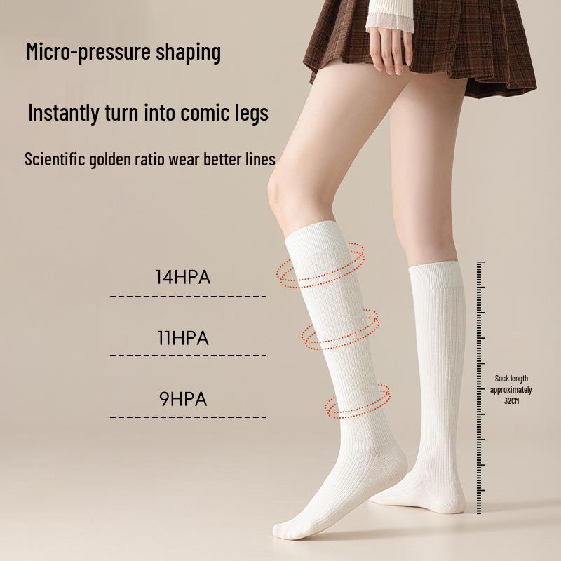 Women's Merino Wool Knee-High Socks - Light, Warm, Ribbed Leg Warmers for Autumn & Winter