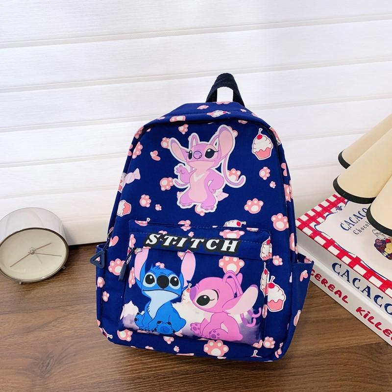 

Cartoon Stitch Pattern Kids Backpack With Breathable Nylon For Elementary School Students темно-синий