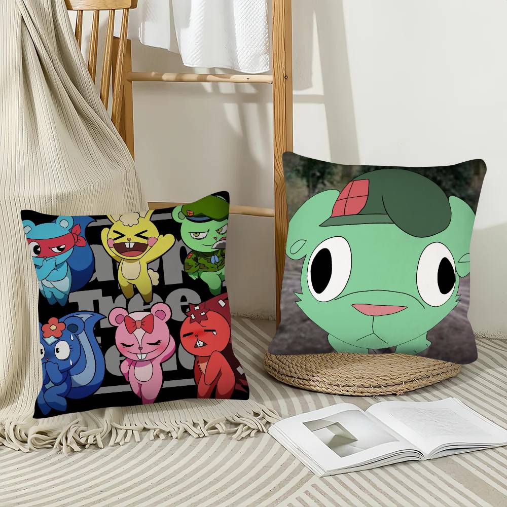 1Pc Anmie A-Happy Tree Friends-S Pillow Case Fashion Square Pillowcase Bedroom Sofa Room Ins Decoration Leisure
