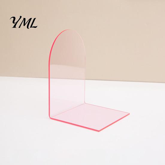 Non Scratch Book Ends for Bookshelves 1 Pair Acrylic Bookends, Clear Holders Shelves, Decorative Arch Desktop Stand School Stopper, Bookshelf