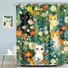 Blooming Cat Shower Curtain-Cute Kitten On Vibrant Floral Background, Cheerful Bathroom Decorative Shower Curtain