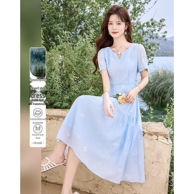 Elegant Embroidered Summer Dress L