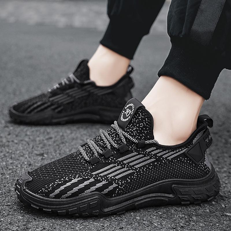 Men's shoes summer breathable mesh fly-woven soft-soled tide shoes simple and light sports and leisure commuting non-slip thin tide shoes