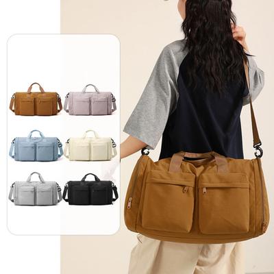 Foldable Gym Tote Unisex Duffle Bag with Shoe Compartment Wet Pocket Nylon Weekender Bag for Fitness Travel