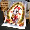 Festive Goat with Christmas Wreath Pattern Blanket Flannel Material Soft Warm for All Seasons, Home Outdoor Camping Picnics RV