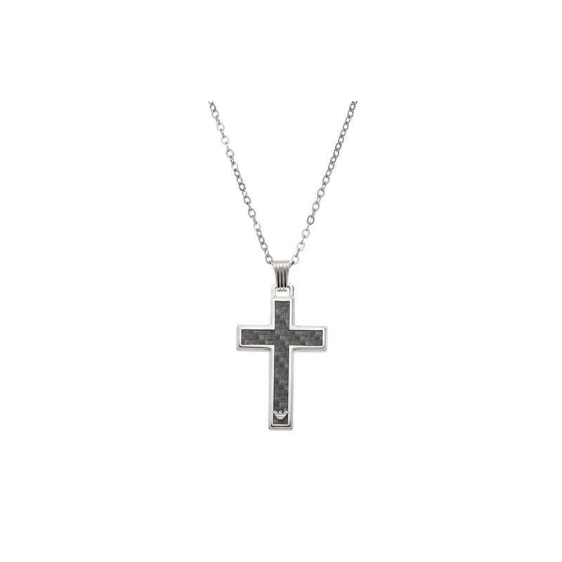 Emporio Armani Cross Decoration Stainless Steel Necklace Men s Silver EGS1705040 серебряный