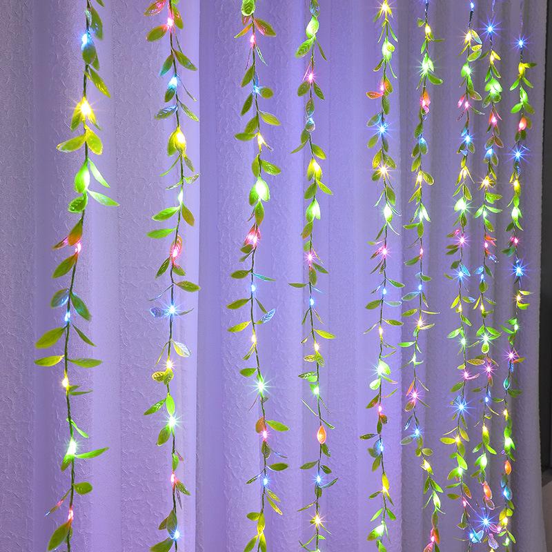 Willow Leaf LED String Lights for Ceiling & Curtain Decor