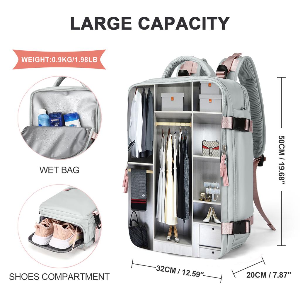 Laptop-Rucksäcke für Damen und Herren, großer wasserdichter Reiserucksack für die Uni, als Handgepäck zugelassener Vintage-Tagesrucksack für die Arbeit