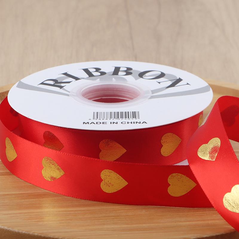 36  Yard Ribbon Gift 2.5CM Easy-to-Tie Heart Length-Sufficient Polyester Fade-Resistant Premium DIY-Friendly Foil-Stamped Durable