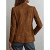Women S Retro Suede Single Breasted Long Sleeve Jacket