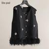 Women's Embroidered Color-Block Round Neck Vest