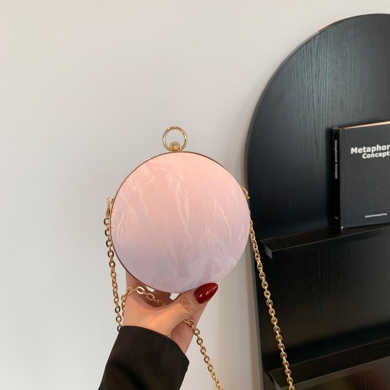 Trendy Street Style Round Handbag 2024 Fashionable Pu Leather Shoulder Bag For Women With Chain Strap