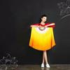 1Pc Professional 100% Real Silk Fan Veil Chinese Folk Art Silk Fan Belly Dance Props Fans Gradient White/Yellow/Orange