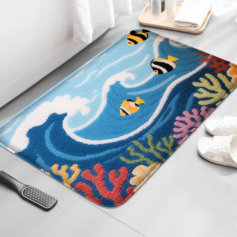 Airplane model anti slip door mat, household water absorbing foot mat home decoration mat bedroom small carpet, machine washable