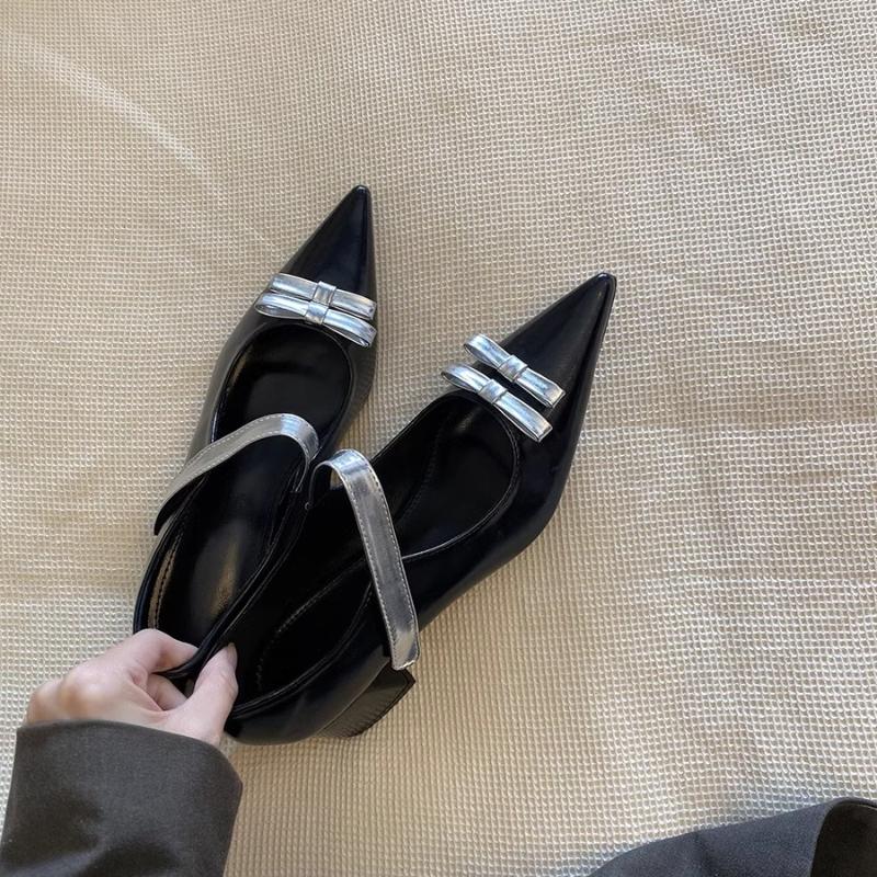 Fashion Women Flat Shoes Bowtie Mary Janes Fashion Female Pointed Toe Footwear Spring Summer Flats Shallow Mixed Colors Ladies Shoes