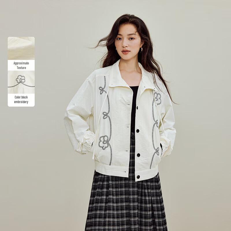 

Женская текстурированная куртка Yinman с вышивкой и кулиской, длинный рукав M