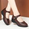 Flache Mutter-Schuhe Frühling und Herbst Einzelne Schuhe Weiches Leder Weichsohlige Lederschuhe für Ältere Bequeme Damenschuhe für mittlere und ältere Jahre