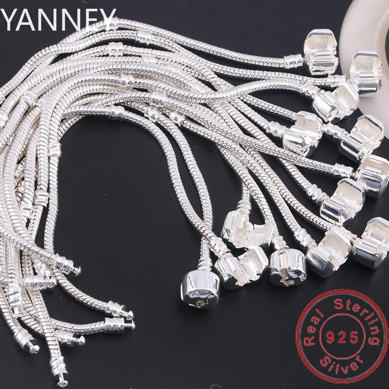

Original 925 Sterling Silver Snake Bone Charm Bracelet Bangle Fine Jewelry Basic Charm Bracelets for Women men Party DIY Jewelry 23cm