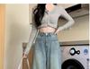 Damen Frühling/Sommer Retro Blaue High-Waist Straight-Leg Jeans - Schlankmachend, Lockere Passform, Fleecegefüttert für Kurvige Figuren
