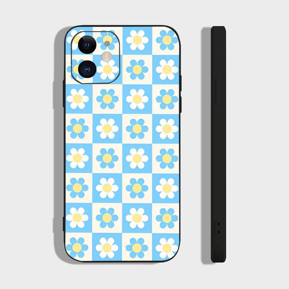 Flower Art For IPhone 15 16 14 Plus 13 12 11 17 Pro Max 17 Air Black Soft Phone Cover