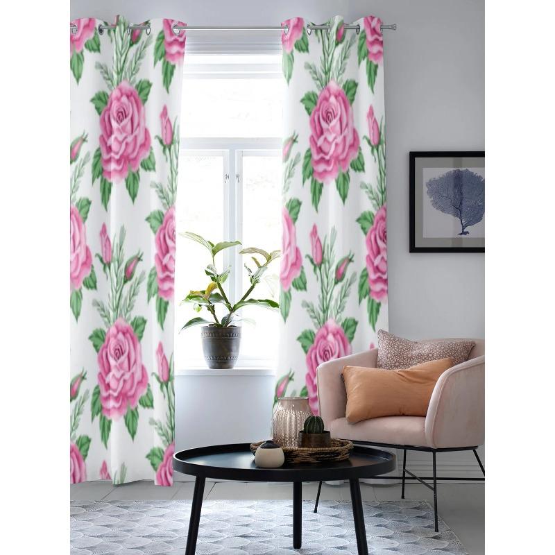 Roses And Flowers Retro Style Window Curtain For Kids Room Home Blinds Curtains For Living Room Bedroom Window Drapes
