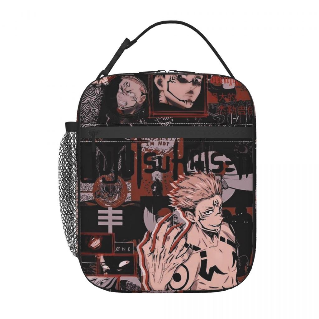 Jujutsu Kaisen Sukuna Anime Isolierte Lunchtasche für Damen Kinder Tragbar Lebensmittelbehälter Thermische Brotdose Tragetasche