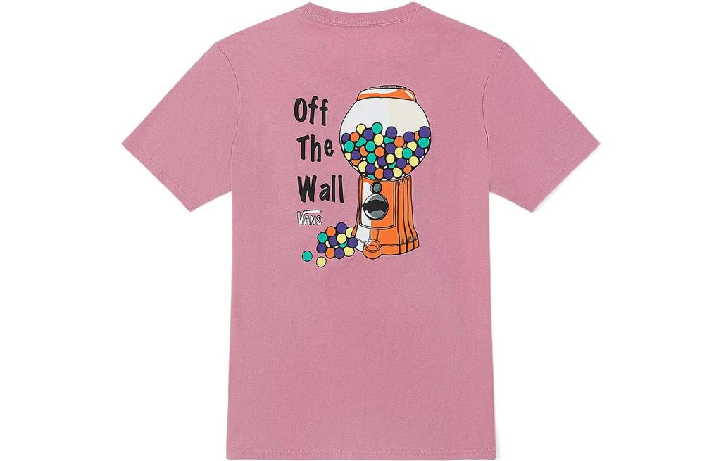 Vans T Shirts Women's Pink Crew Neck Moderate Straight Fit VN0A7YHVBD5